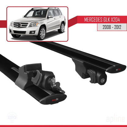 Compatible with Mercedes GLK Class (X204) Pre-Facelift 2008-2012 HOOK Model Car Roof Rack Cross Bar Black Aluminium 2 Bars