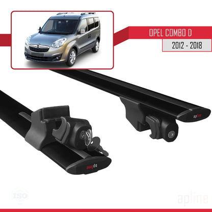 Kompatibel mit Opel Combo D 2012-2018 HOOK Model Relingträger Dachträger Auto Gepäckträger Schwarz Aluminium 2 Stangen