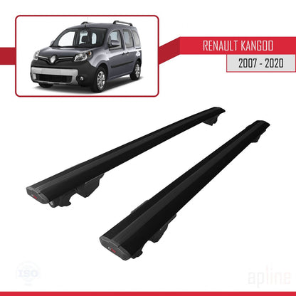 Compatible with Renault Kangoo 2 (X61) 2007-2020 HOOK Model Car Roof Rack Cross Bar Black Aluminium 2 Bars