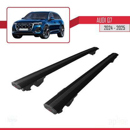 Compatible avec Audi Q7 2024-2025 HOOK Model Barres de Toit Railing Porte-Bagages de Voiture Noir Aluminium 2 Barres