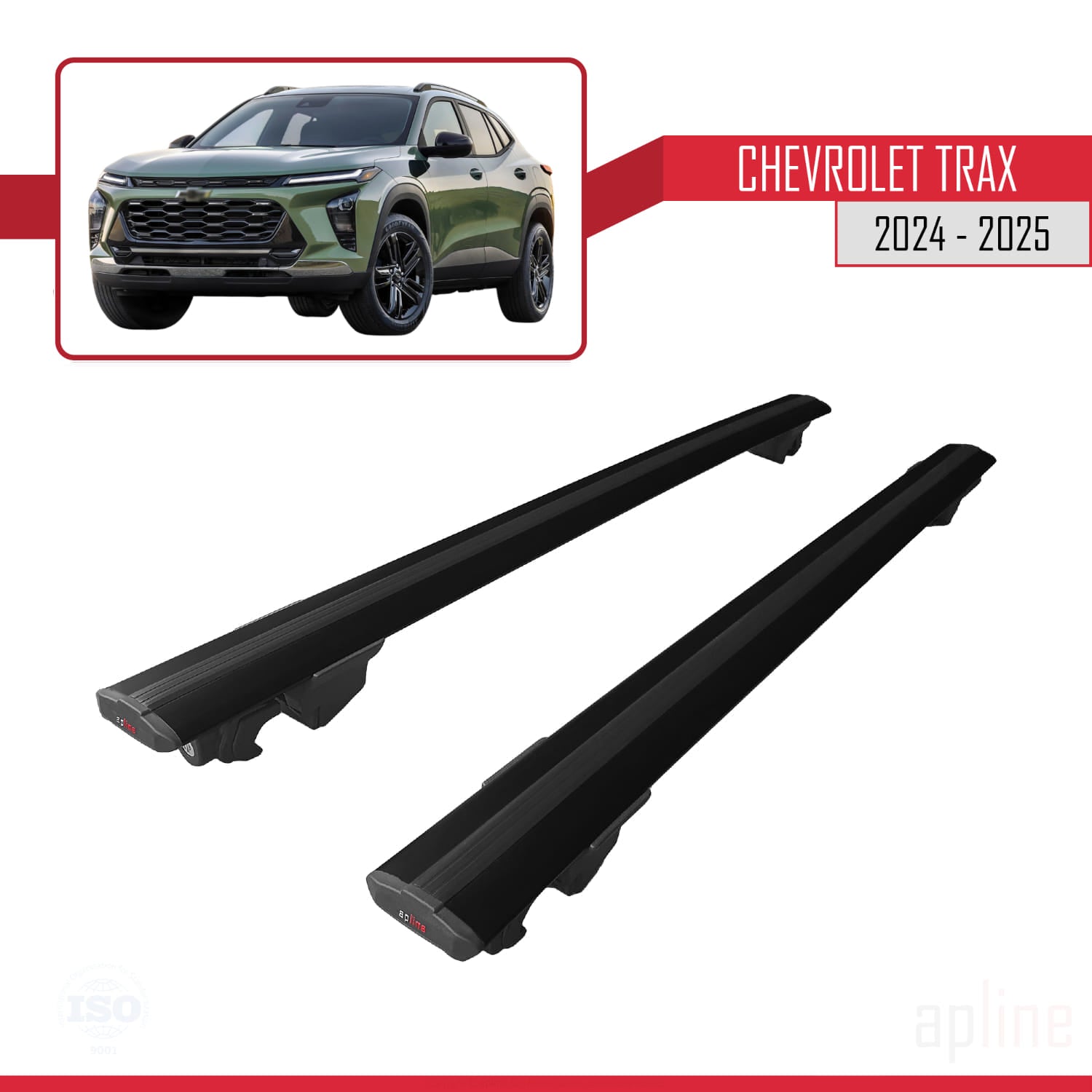 Compatible avec Chevrolet Trax 2024-2025 HOOK Model Barres de Toit Railing Porte-Bagages de Voiture Noir Aluminium 2 Barres