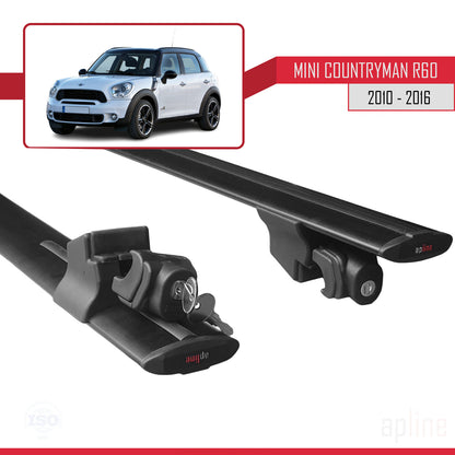 Kompatibel mit Mini Countryman (R60) 2010-2016 HOOK Model Relingträger Dachträger Auto Gepäckträger Schwarz Aluminium 2 Stangen