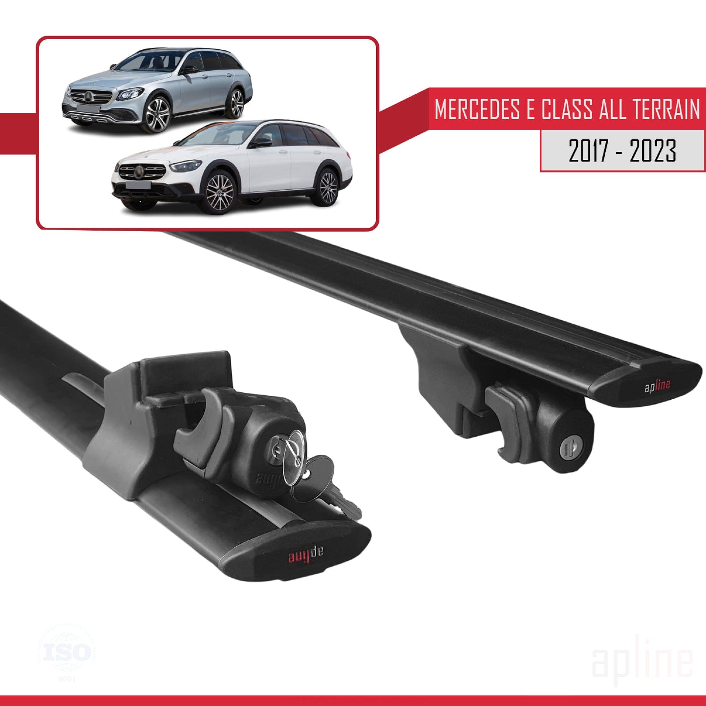 Kompatibel mit Mercedes E Klasse 5 (W213) All Terrain 2017-2023 HOOK Model Relingträger Dachträger Auto Gepäckträger Schwarz Aluminium 2 Stangen