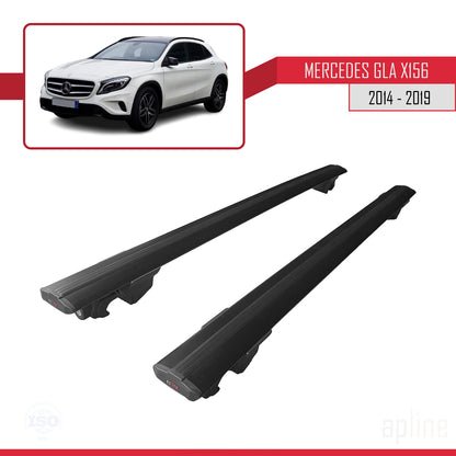 Kompatibel mit Mercedes GLA Klasse (X156) 2014-2019 HOOK Model Relingträger Dachträger Auto Gepäckträger Schwarz Aluminium 2 Stangen