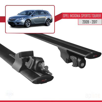 Kompatibel mit Opel Insignia (G09) ST 2009-2017 HOOK Model Relingträger Dachträger Auto Gepäckträger Schwarz Aluminium 2 Stangen