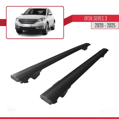 Kompatibel mit DFSK Serie 3 2021-2024 HOOK Modell Dachgepäckträger, Gepäckträger, schwarzes Aluminium, 2 Stangen