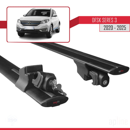 Kompatibel mit DFSK Serie 3 2021-2024 HOOK Modell Dachgepäckträger, Gepäckträger, schwarzes Aluminium, 2 Stangen