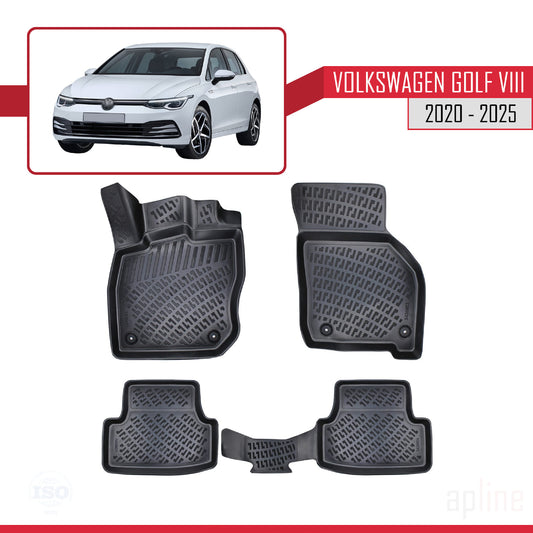 Kompatibel mit Volkswagen Golf 8 (CD1) (Automatisches Getriebe) 2020-2025 4D Gummimatten Schwarz