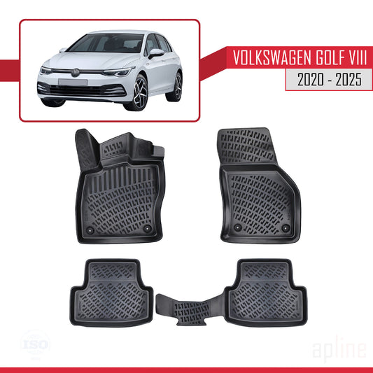 Kompatibel mit Volkswagen Golf 8 (CD1) (Manuelles Getriebe) 2020-2025 4D Gummimatten Schwarz