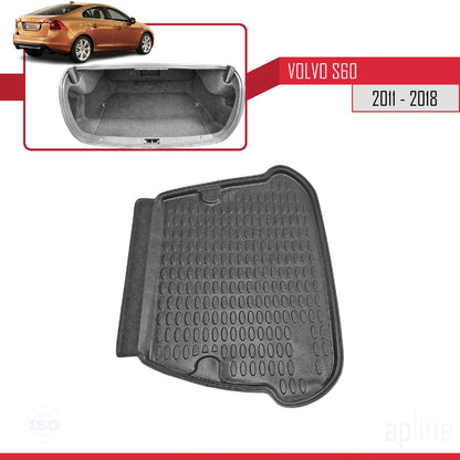 Compatible with Volvo S60 II 2011-2018 Flexible Trunk Mats Cargo Liner Black