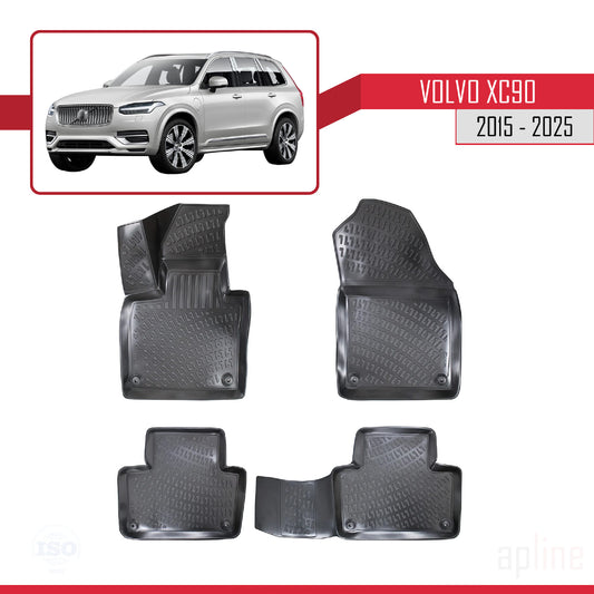 Compatible avec Volvo XC90 II 2015-2025 4D Tapis de Voiture Noir