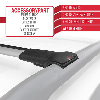 Kompatibel mit GMC Acadia 2007-2017 FLY Modell Dachreling Gepäckträger Graues Aluminium 2 Stangen