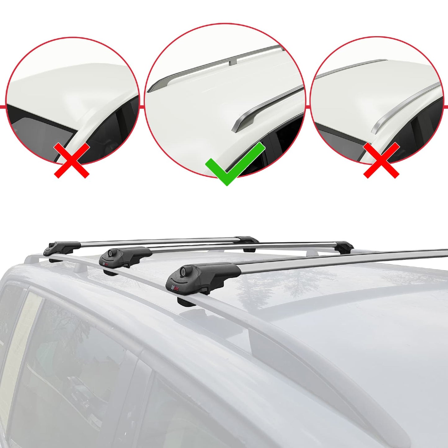 Compatible avec Mazda 6 II (GZ) Wagon 2008-2012 ACE-1 Barres de Toit Railing Porte-Bagages de Voiture Gris Aluminium 3 Barres