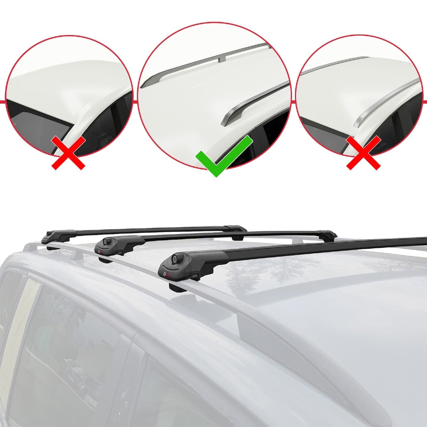 Kompatibel mit Nissan Patrol 6 (Y62) 2011-2024 ACE-1 Relingträger Dachträger Auto Gepäckträger Schwarz Aluminium 3 Stangen