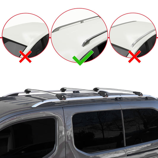 Kompatibel mit Opel Combo E 2019-2022 ACE-1 Relingträger Dachträger Auto Gepäckträger Grau Aluminium 3 Stangen
