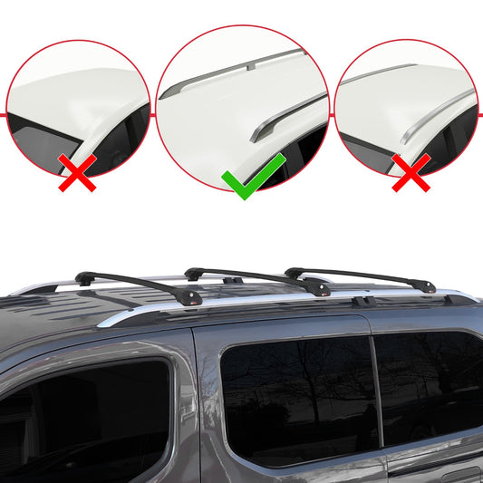 Kompatibel mit Opel Combo E Life 2019-2022 ACE-1 Relingträger Dachträger Auto Gepäckträger Schwarz Aluminium 3 Stangen