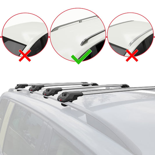 Kompatibel mit Chevrolet Suburban 2007-2014 ACE-1 Relingträger Dachträger Auto Gepäckträger Grau Aluminium 4 Stangen