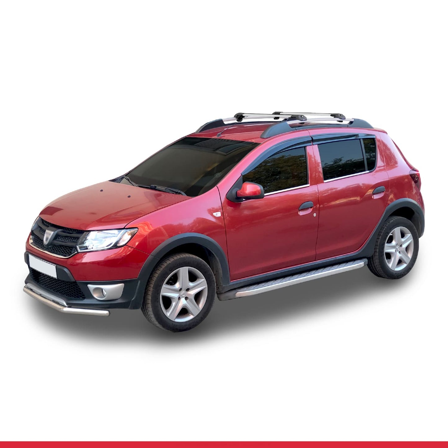 Kompatibel mit Dacia Sandero Stepway 2 2012-2020 ACE-1 Dachgepäckträger, Reling, Gepäckträger, graues Aluminium, 2 Stangen