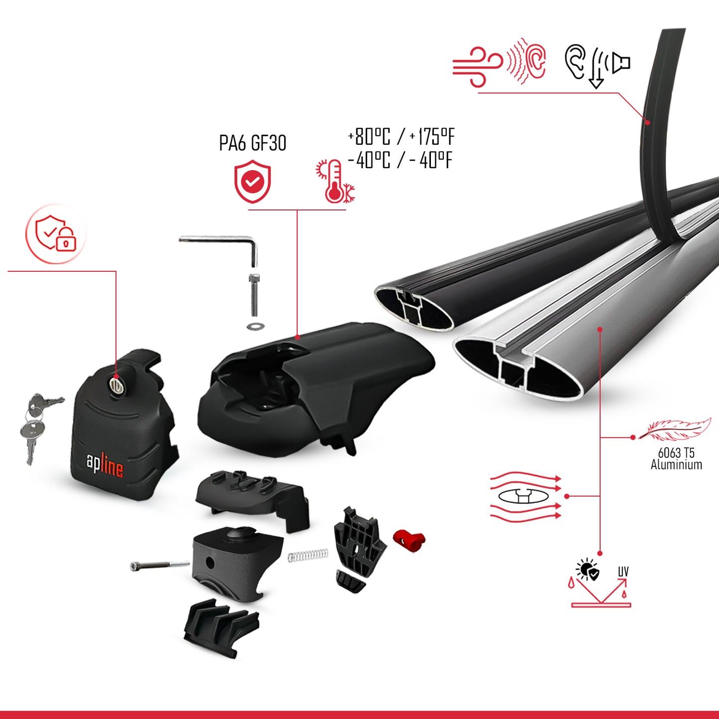 Compatible with Lada Xray 2015-2022 ACE-2 Car Roof Rack Cross Bar Grey Aluminium 2 Bars