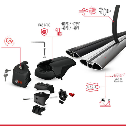 Compatible with A4 (B9) Avant 2016-2025 ACE-2 Car Roof Rack Cross Bar Black Aluminium 2 Bars