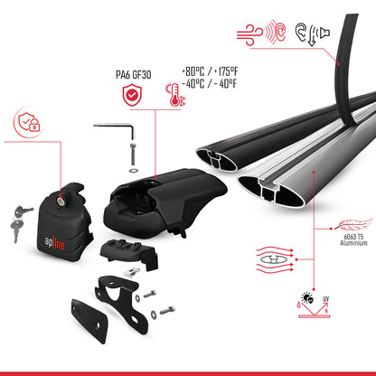 Kompatibel mit Honda CR-V 4 2012-2016 ACE-2 Relingträger Dachträger Auto Gepäckträger Grau Aluminium 2 Stangen