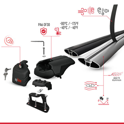 Kompatibel mit Honda CR-V 2 2002-2006 ACE-2 Relingträger Dachträger Auto Gepäckträger Schwarz Aluminium 2 Stangen