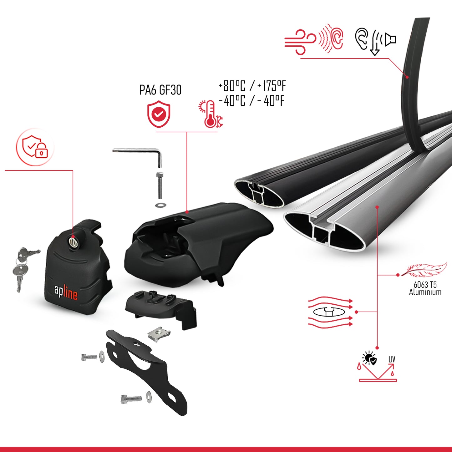 Compatible with Cadillac Escalade 2015-2020 ACE-2 Car Roof Rack Cross Bar Grey Aluminium 2 Bars