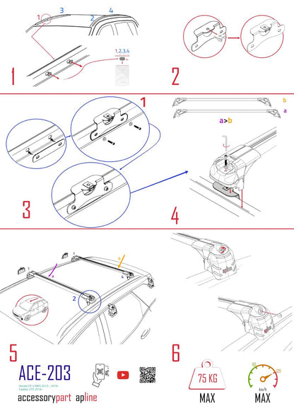 Compatible avec Honda CR-V 5 2017-2022 ACE-2 Barres de Toit Railing Porte-Bagages de Voiture Gris Aluminium 2 Barres