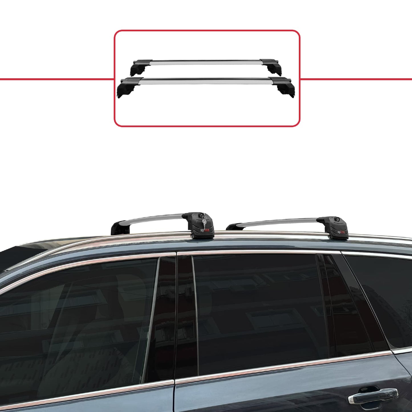Compatible avec Volvo XC90 II 2015-2025 ACE-2 Barres de Toit Railing Porte-Bagages de Voiture Gris Aluminium 2 Barres