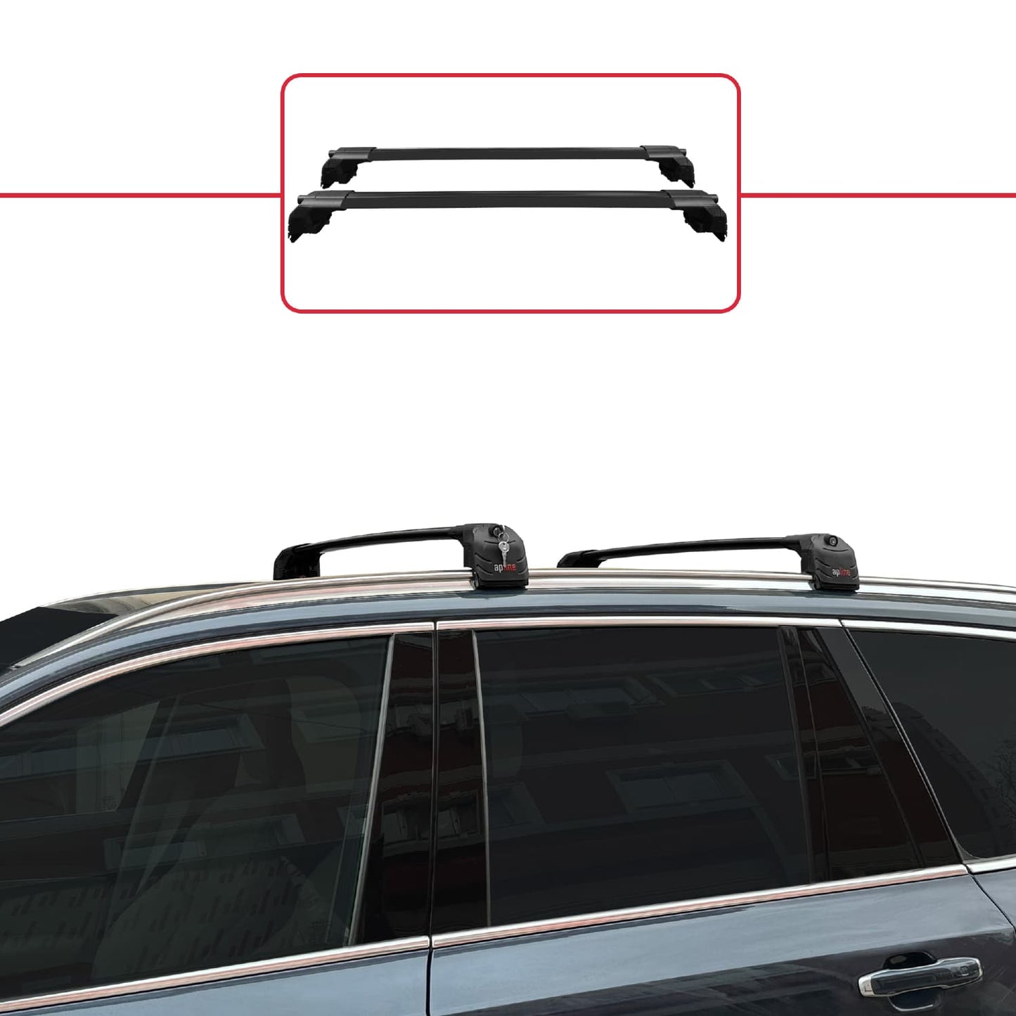 Compatible avec Volvo XC90 II 2015-2025 ACE-2 Barres de Toit Railing Porte-Bagages de Voiture Noir Aluminium 2 Barres