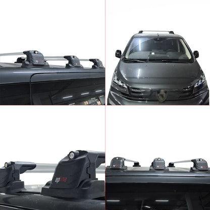 Compatible avec Peugeot Expert VAN 2017-2025 ACE-3 Barres de Toit Railing Porte-Bagages de Voiture Gris Aluminium 2 Barres