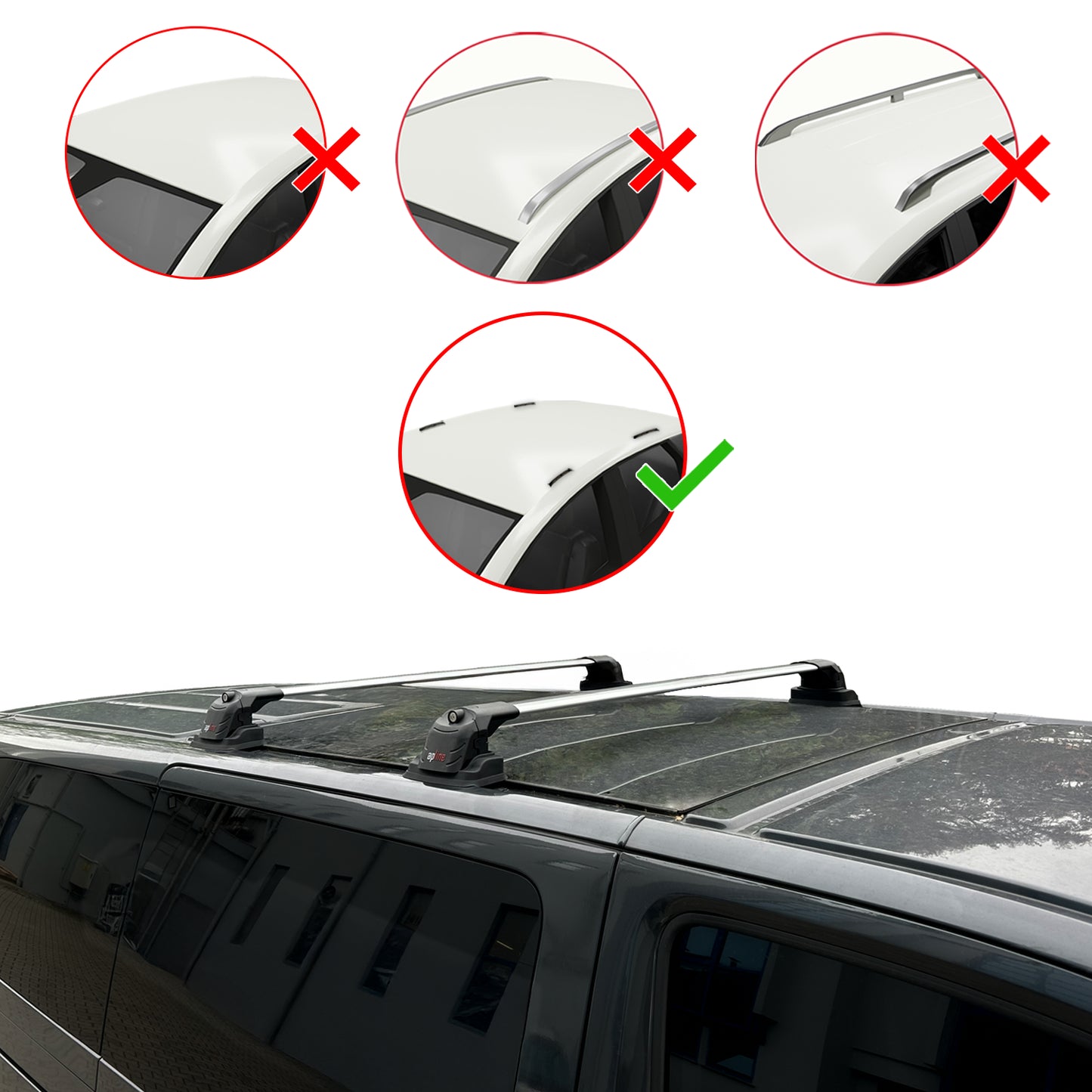 Kompatibel mit Ford Custom 2024-2025 ACE-3 Dachgepäckträger, Reling, Gepäckträger, graues Aluminium, 2 Stangen