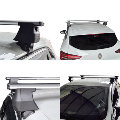 Compatible with Renault Clio 4 2013-2020 ACE-4 Car Roof Rack Cross Bar Grey Aluminium 2 Bars