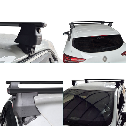 Compatible with Renault Clio 4 2013-2020 ACE-4 Car Roof Rack Cross Bar Black Aluminium 2 Bars