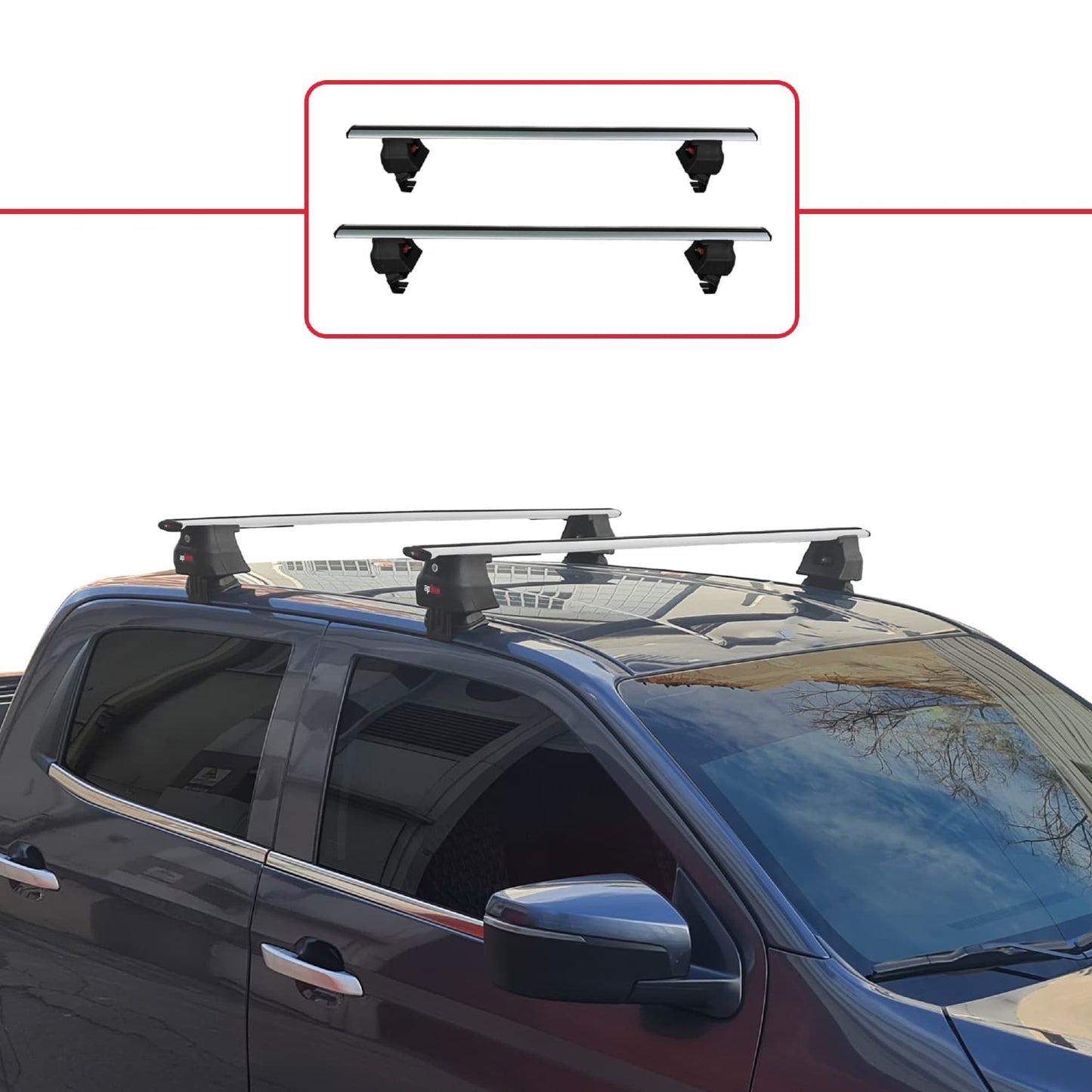 Compatible avec Isuzu D-Max 3 (RG01) 2020-2025 ACE-4 Barres de Toit Railing Porte-Bagages de Voiture Gris Aluminium 2 Barres