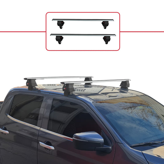 Kompatibel mit Isuzu D-Max 3 (RG01) 2020-2025 ACE-4 Relingträger Dachträger Auto Gepäckträger Grau Aluminium 2 Stangen