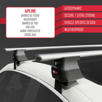 Compatible with Opel/Vauxhall Karl 2015-2022 ACE-4 Car Roof Rack Cross Bar Grey Aluminium 2 Bars