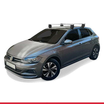 Kompatibel mit Volkswagen Polo 6 (AW) 2018-2025 ACE-4 Relingträger Dachträger Auto Gepäckträger Grau Aluminium 2 Stangen