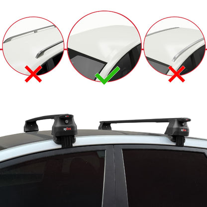 Compatible with Hyundai ix20 (JC) 2011-2019 ACE-4 Car Roof Rack Cross Bar Black Aluminium 2 Bars