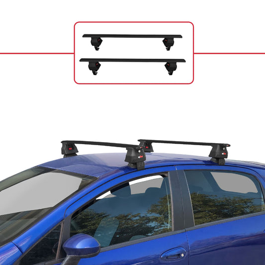 Kompatibel mit Fiat Grande Punto (199) 2005-2012 ACE-4 Relingträger Dachträger Auto Gepäckträger Schwarz Aluminium 2 Stangen