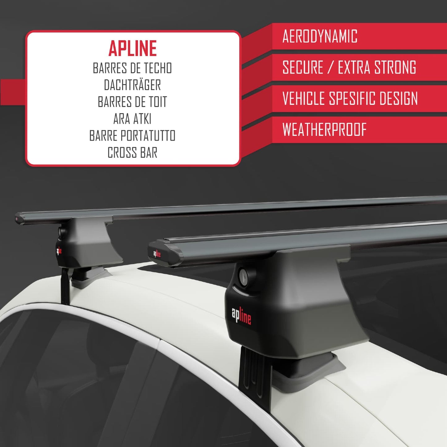 Compatible with Suzuki Alto (HA25) 2009-2014 ACE-4 Car Roof Rack Cross Bar Black Aluminium 2 Bars