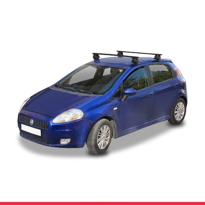 Compatible avec Fiat Grande Punto (199) 2005-2012 ACE-4 Barres de Toit Railing Porte-Bagages de Voiture Noir Aluminium 2 Barres