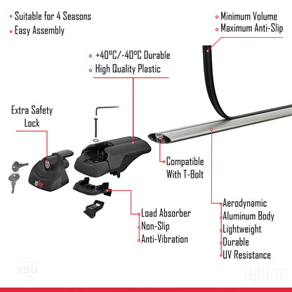 Kompatibel mit Citroen C4 Grand Picasso 2013-2018 ACE-1 Relingträger Dachträger Auto Gepäckträger Grau Aluminium 2 Stangen