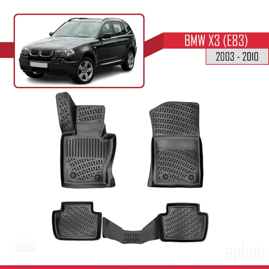 Kompatibel mit BMW X3 (E83) 2003-2010 4D Gummimatten Schwarz