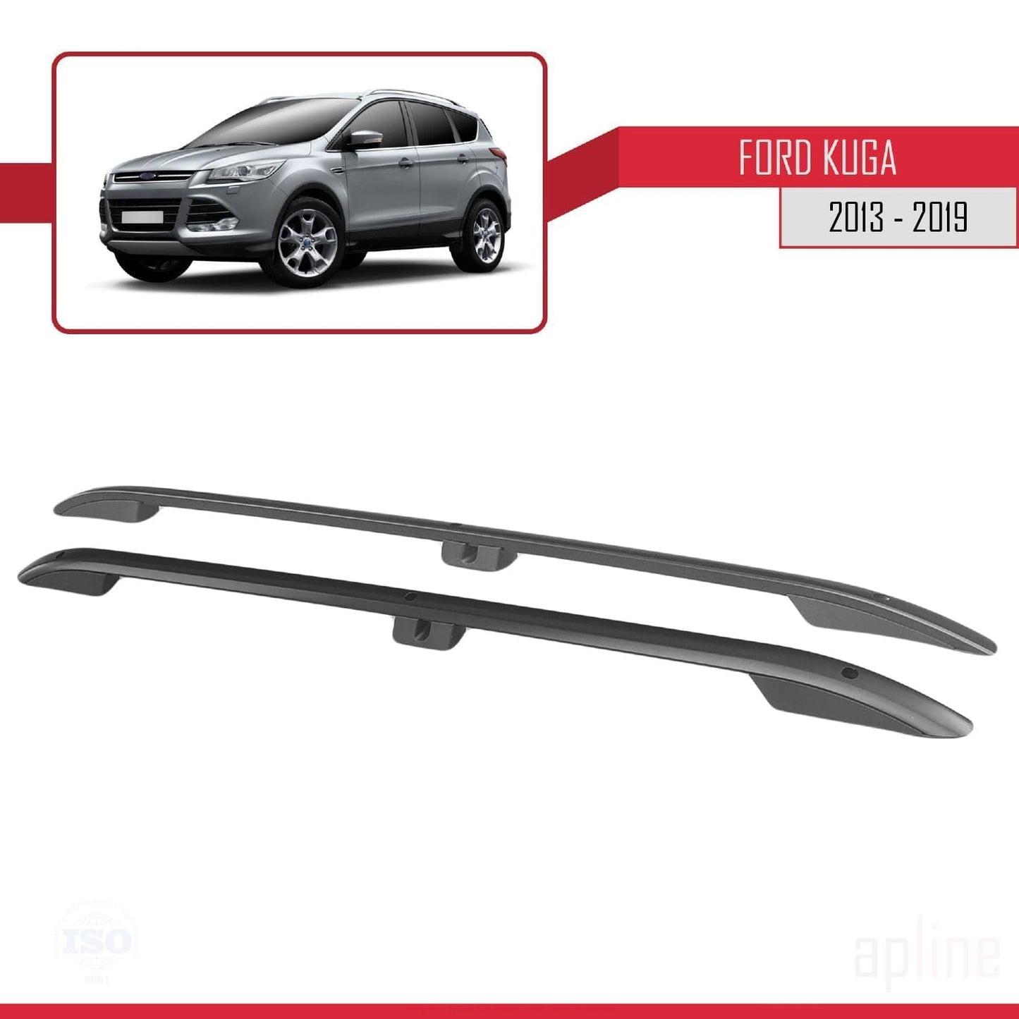 Passend für Ford Kuga 2 (C520) 2013–2019 (kurzer Radstand L1/H1) Dachreling, Dachgepäckträger, schwarz