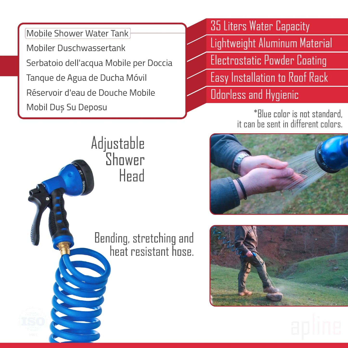 Tanker Solar Shower 35 Liter Pressurizable Shower Tank