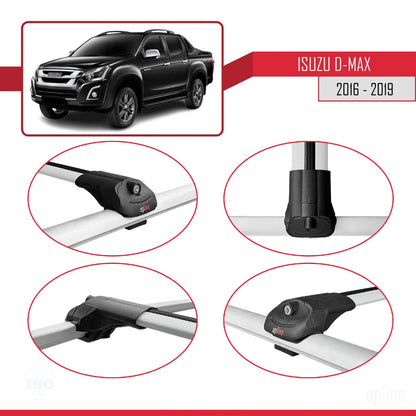 Compatible with Isuzu D-Max 2 (RT85) Post-Facelift 2016-2019 ACE-1 Car Roof Rack Cross Bar Grey Aluminium 3 Bars