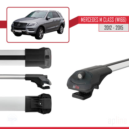 Compatible avec Mercedes M Class 3 (W166) Pre-Facelift 2012-2015 ACE-1 Barres de Toit Railing Porte-Bagages de Voiture Gris Aluminium 2 Barres