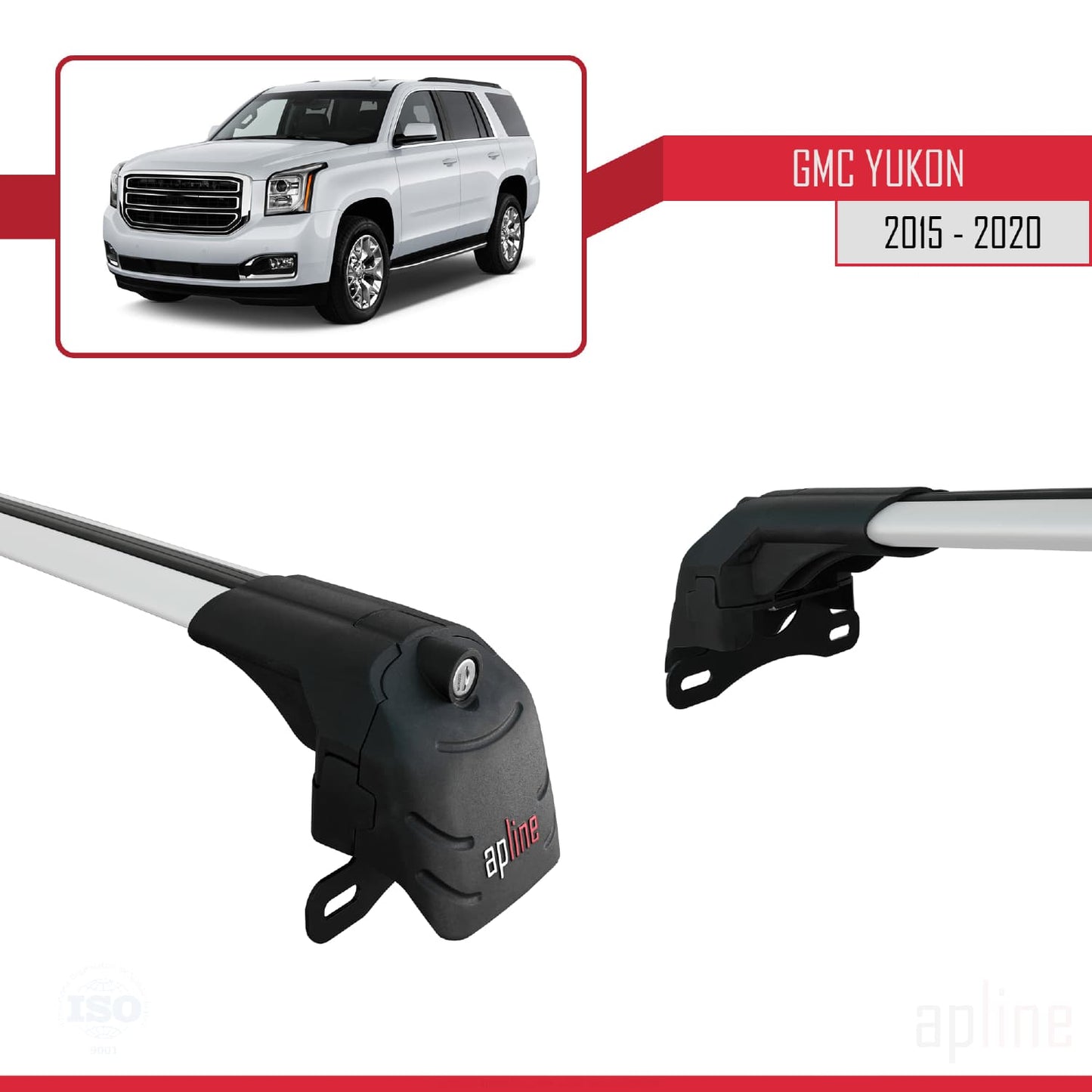 Kompatibel mit GMC Yukon 2015-2020 ACE-2 Dachreling Gepäckträger Graues Aluminium 2 Stangen