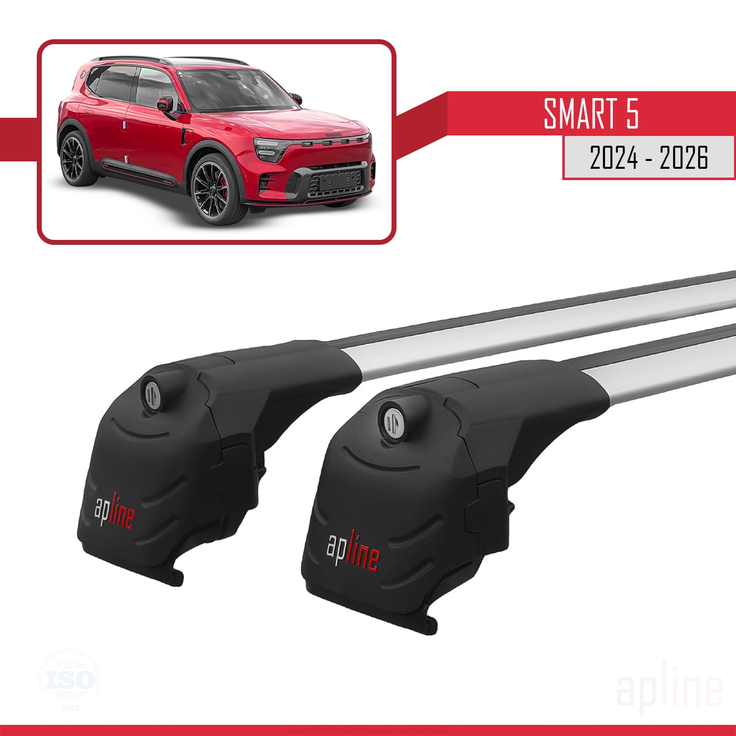 Compatible avec SMART #5 2024-2026 ACE-2 Barres de Toit Railing Porte-Bagages de Voiture Gris Aluminium 2 Barres